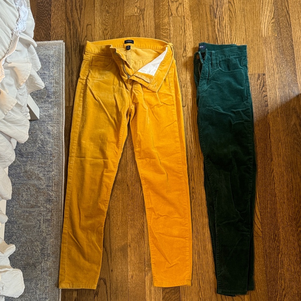 J. Crew Mustard and Teal Corduroy Pants